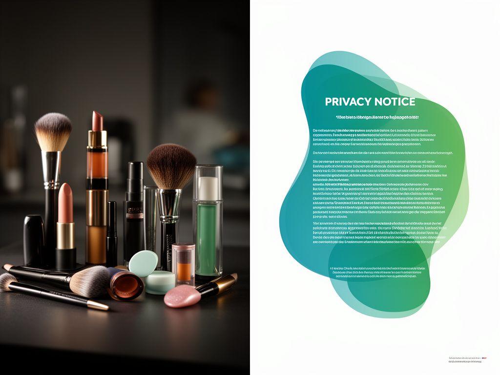 Beauty tools arranged beside a privacy notice on a dark studio desk in Zürich